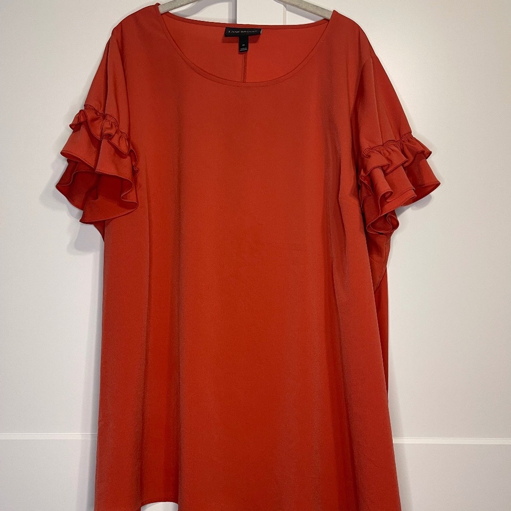 Lane Bryant Orange Chiffon Ruffle Sleeve Blouse